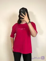 تیشرت باکسی یقه و سرآستین دوبل طرح find me in vawes