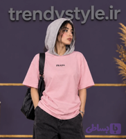 هودی دورس کلاه دوبل ملانژ دخترانه لش PRADA جنس دورس دو نخ - ترندی استایل استور