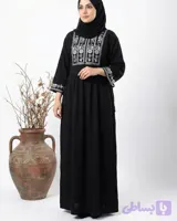 پیراهن بلند مشکی زنانه نخ برماندو خنک و راحت | سایز ۳۸ تا ۴۸ - ترندی استایل استور