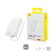 پاوربانک وایرلس 10000 میلی‌آمپر بیسوس مدل Magnetic Mini P1002210B22 توان 30 وات
