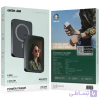پاوربانک وایرلس 5000 میلی‌آمپر گرین لاین Power Frame GNPWRFMPB توان 20 وات