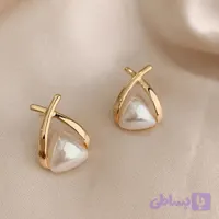 گوشواره استیل طلایی مرواریدی کد 4989-8