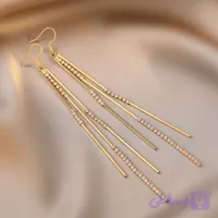 گوشواره استیل آویز آبشاری نگین دار 4989-2-1