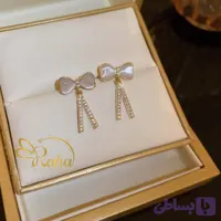 گوشواره پاپیونی آویز نگیندار 4989-4-6
