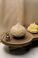 شمع دکوراتیو رهاکندل۶، مدل آینای اشرافی، رنگ کرم رها مال، تخفیف تا بلک فرایدی