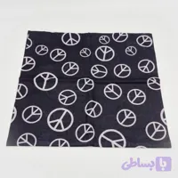 اسکارف نخی ورزشی طرح صلح و پیس (Peace) سفید و مشکی (دستمال سر و گردن چندکاره)