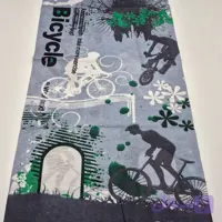 اسکارف نخی ورزشی طرح دوچرخه‌سواری بایسیکل (Bicycle) طوسی و سبز (دستمال سر و گردن چندکاره)