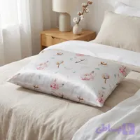 رو بالشی مدل ساتن ابریشم طرح گل پنبه
