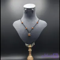 گردنبند میکرومکرمه ترکیب سیترین و دانه رودراگشا