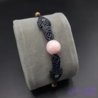 دستبند میکرومکرمه سنگ کوارتز صورتی