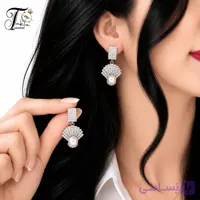 گوشواره زنانه مدل درسا با مروارید و نگین اتمی | Takta Collection