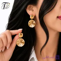گوشواره زنانه مدل آرتمیس با طراحی چکشی طلایی | Takta Collection