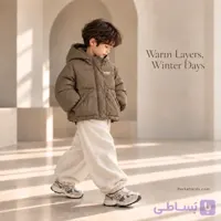 کاپشن پفی بچگانه پسرانه کلاه‌دار مدل Hello November (۳ تا ۸ سال) کد bk383
