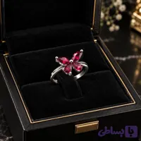 انگشتر نقره زنانه ۴ نگینه قرمز