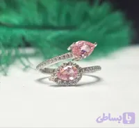 انگشتر نقره زنانه ۲ نگینه صورتی
