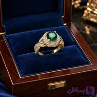 انگشتر نقره زنانه تک تخمه سبز
