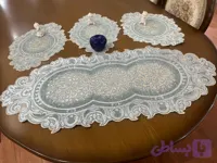 رومیزی شانل مخمل 4 تکه رنگ سبز