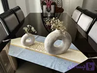رومیزی مخمل رزین 3 تکه رنگ طوسی