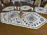 رومیزی جاجیمی سنتی 4 تکه رنگ کرم
