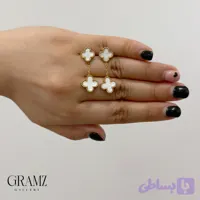 گوشواره ونکلیف سفید رنگ ثابت برند stainless steel