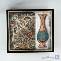 ست گلدان فیروزه کوبی و پارچه ترمه