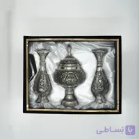 ست هدیه گلدان و شکلات خوری قلم زنی
