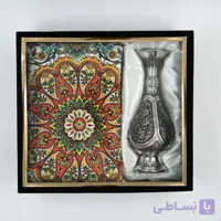 ست گلدان قلمزنی و پارچه ترمه