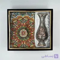 ست گلدان الماس تراش و پارچه ترمه