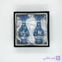 ست هدیه جفت گلدان میناکاری لاجوردی