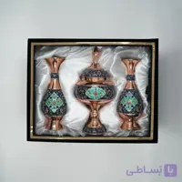 ست هدیه جفت گلدان مس و پرداز
