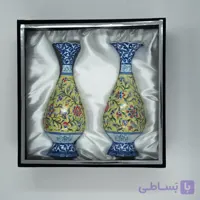 ست هدیه جفت گلدان میناکاری زرد