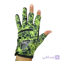 دستکش ماهیگیری کایدا مدل KDF Knight سه انگشت باز و رنگ استتار سبز