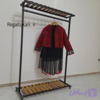 رگال لباس فلز و چوب یک طبقه تاجدار | مناسب اتاق خواب و مزون‌های لباس