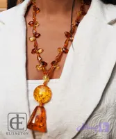 گردنبند زنانه کهربا کد 3015