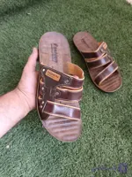 صندل مردانه طبی چرم صنعتی با زیره PU مقاوم و ضدتعریق کد 2286