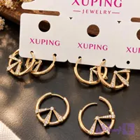 گوشواره حلقه ای طرح طلا نگین دار ژوپینگ