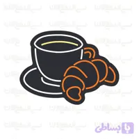 تابلو نئون طرح قهوه و کروسان