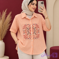 شومیز راه راه گلدوزی شده وارداتی | کد 6075