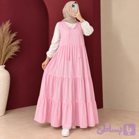 سارافون بلند زنانه نخ لینن چین‌دار | کد 6070