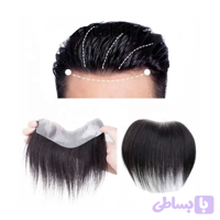 پروتز مو شقیقه بلند (جلو مو) مردانه رنگ مشکی طبیعی سایز عرض 3cm طول 17cm . بلندی مو 16cm