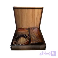 ست هدیه چرم مردانه عسلی (کیف و کمربند)