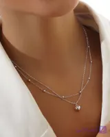 گردنبند نقره قلب دو لاین خارجی 0036