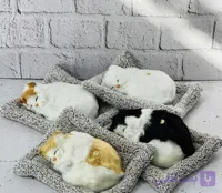 عروسک گربه پشمالو خوابیده موزیکال۱۵ سانتی