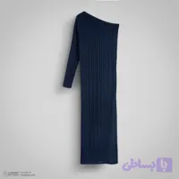 پیراهن بافتنی یقه رومی زنانه مدل PMM9 سرمه ای