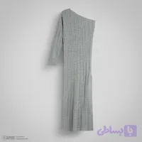 پیراهن بافتنی یقه رومی زنانه مدل PMM9 طوسی روشن