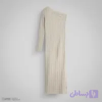 پیراهن بافتنی یقه رومی زنانه مدل PMM9 کرم روشن