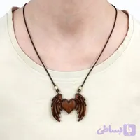 گردنبند چوبی طرح قلب بال دار کد HG-165