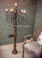 اباژور کنارسالنی چوبی ۶ شاخه کریستالی