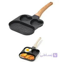 تابه۳ قالبی فانتزی با دو قالب قلب و یک قالب مستطیلی روکش گرانیت طرح چدن | Eco Friendly