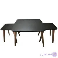 میز جلومبلی عسلی ساده مربع مشکی مدل مینیمال ۳عددی